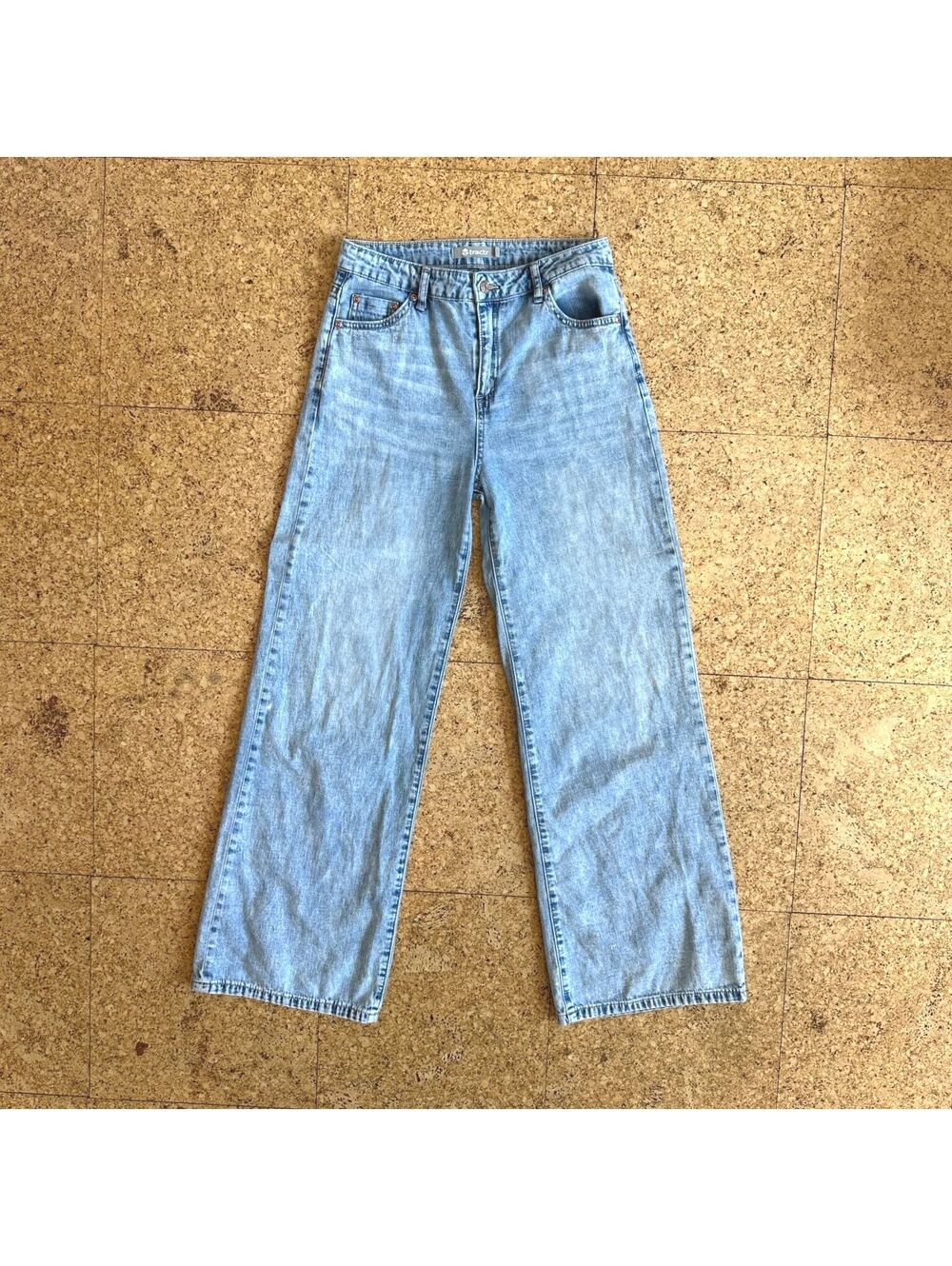 Tractr Basic Wide Leg Jeans Girls Size 16 XL Light Indigo Blue High Rise Cotton